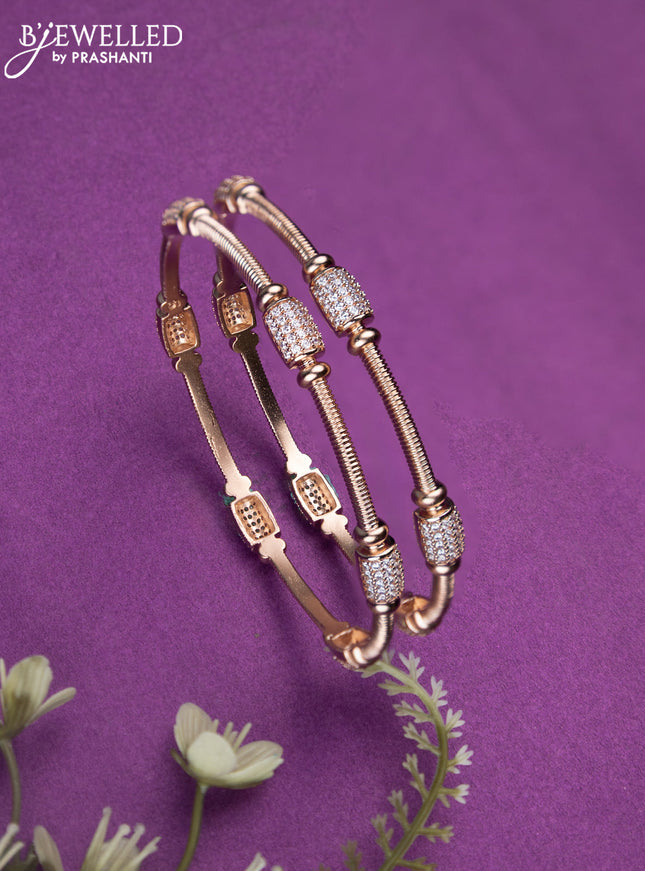 Bangles with cz stones in rose gold finish