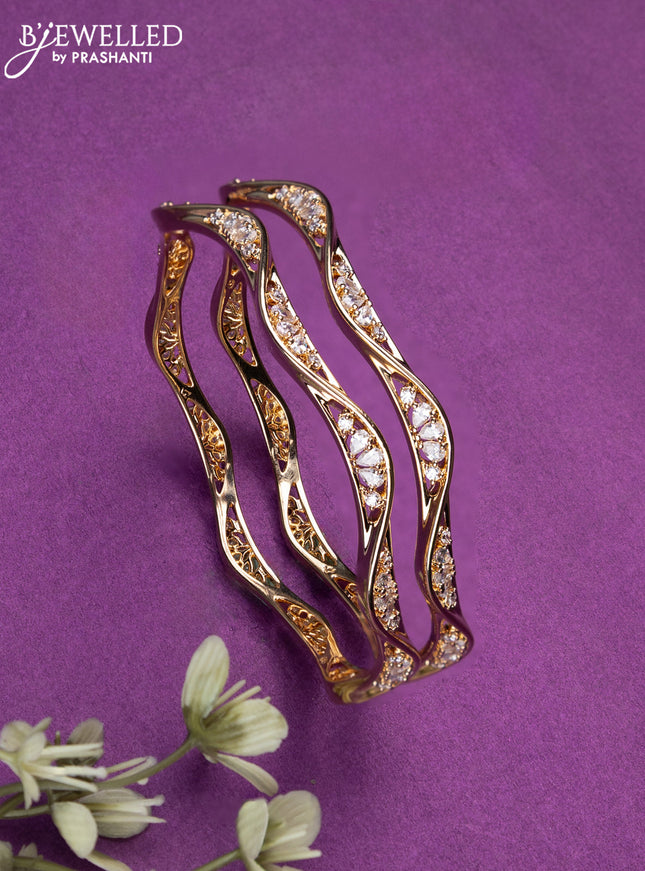 Bangles with cz stones in gold finish
