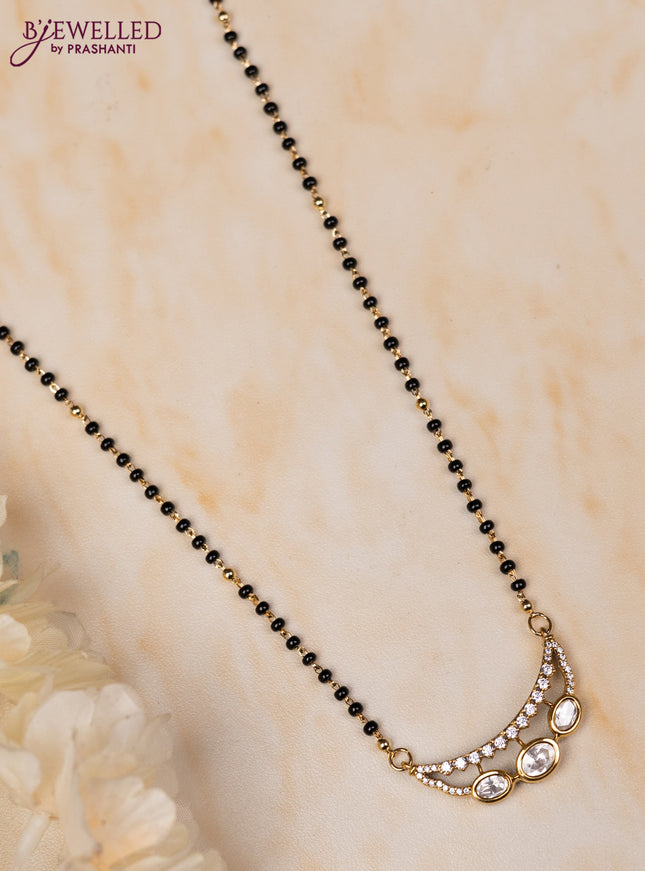 Mangalsutra with kundan and cz stones pendant