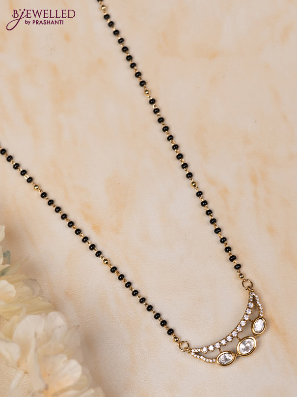 Mangalsutra with kundan and cz stones pendant