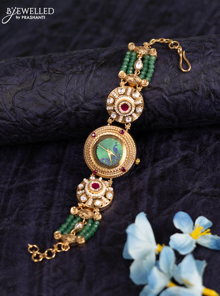 Antique watches with pink jadau kundan and cz stones