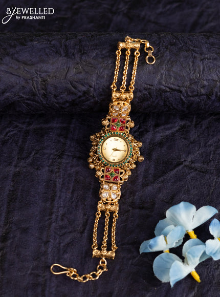 Antique watches with kemp & kundan stones and golden beads hangings