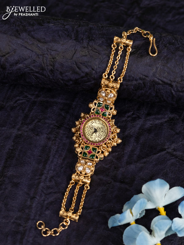 Antique watches with kemp & kundan stones and golden beads hangings