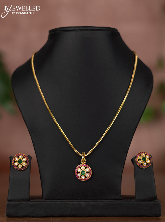 Antique chain with kemp and kundan stones pendant
