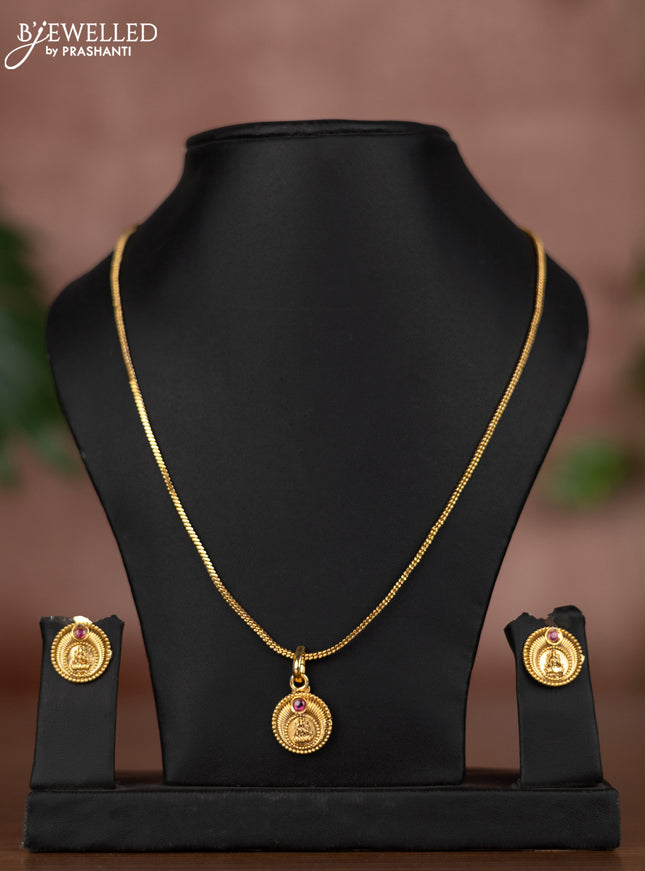 Antique chain with lakshmi pendant and ruby stone