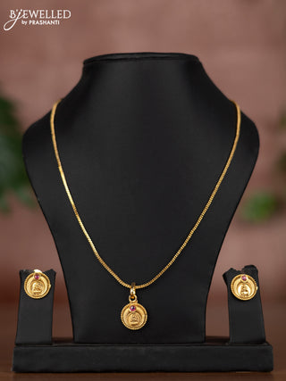 Antique chain with lakshmi pendant and ruby stone