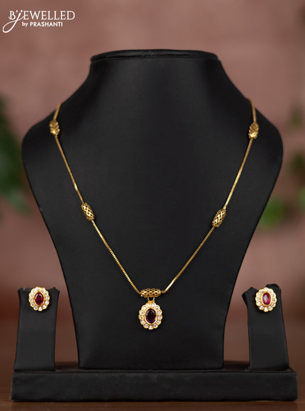 Antique chain with ruby and cz stones pendant