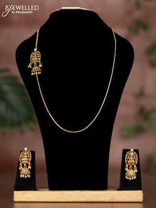 Antique mugappu chain akshmi design with kundan stone and pearl hangings
