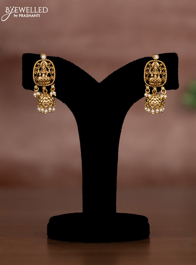 Antique mugappu chain akshmi design with kundan stone and pearl hangings