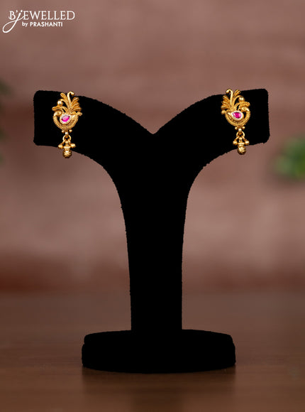 Antique chain peacock design with pink jadau and cz stones