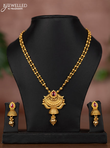 Antique double layer chain with ruby stone