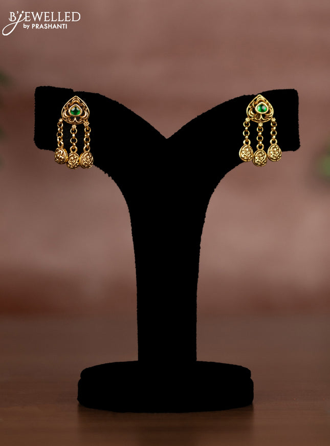 Antique chain with green jadau stones and hangings