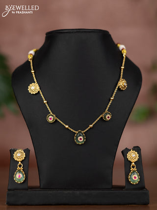 Antique chain with ruby & kundan and cz stones