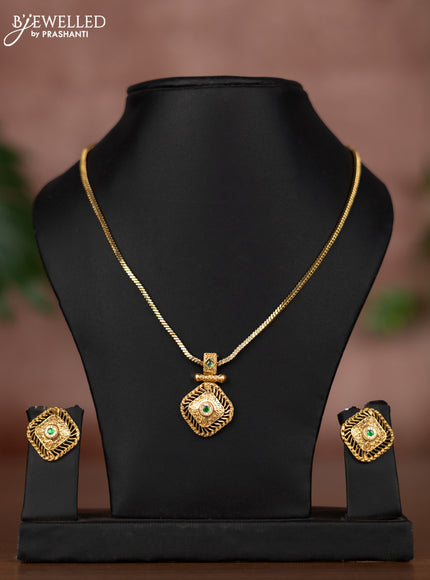Antique chain with emerald and cz stones