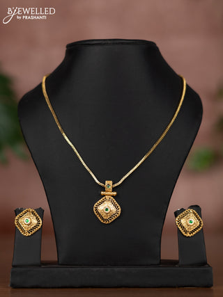 Antique chain with emerald and cz stones