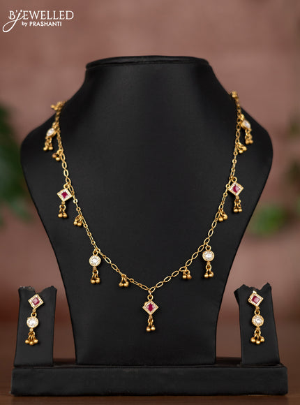 Antique chain with ruby & kundan and cz stones