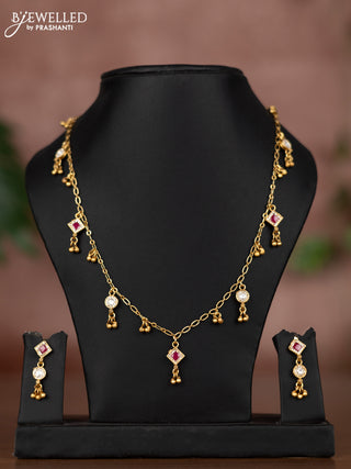 Antique chain with ruby & kundan and cz stones