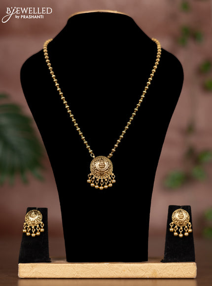 Antique chain with lakshmi pendant and golden beads hangings