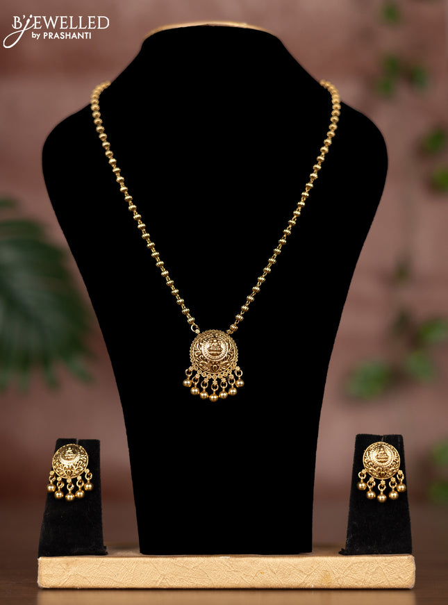 Antique chain with lakshmi pendant and golden beads hangings