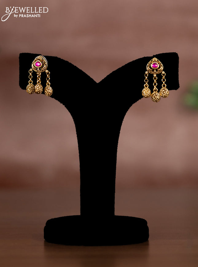 Antique chain with pink jadau stones and hangings