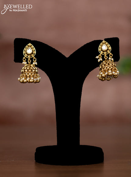 Antique chain with kundan stones and pearl & golden beads hangings