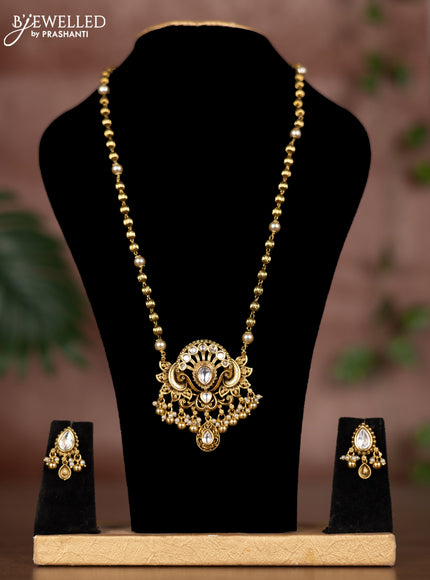 Antique chain with kundan stones and pearl & golden beads hangings
