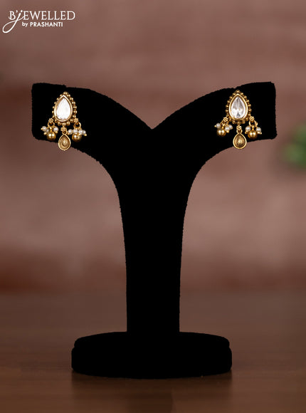 Antique chain with kundan stones and pearl & golden beads hangings