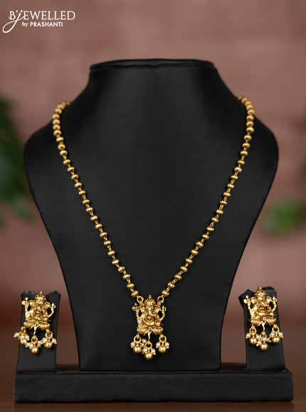 Antique chain with ganesha pendant and pearl & golden beads hangings