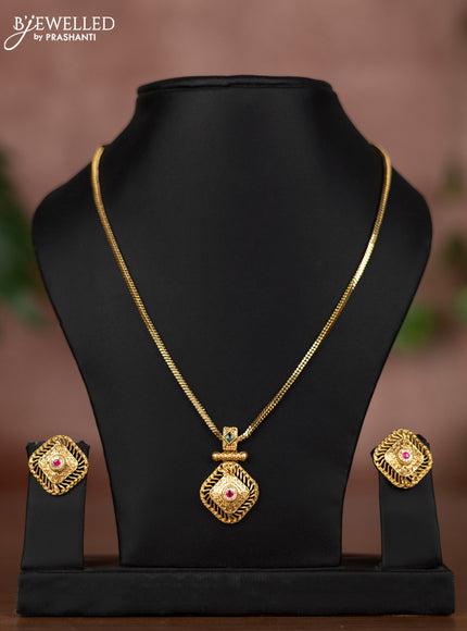 Antique chain with kemp and cz stones
