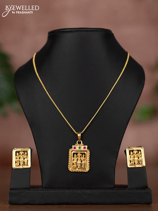 Antique chain ramdarbar pendant with jadau kemp and cz stones