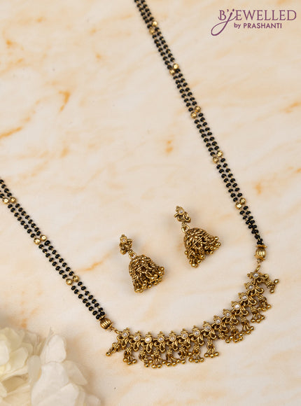 Mangalsutra double layer with kundan stones and golden beads hangings