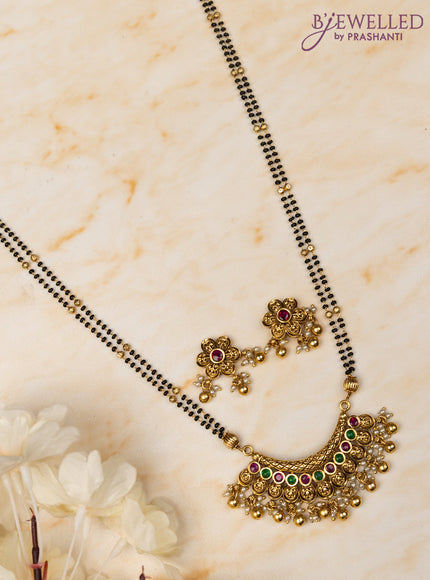 Mangalsutra double layer with kemp stones and pearl & golden beads hangings