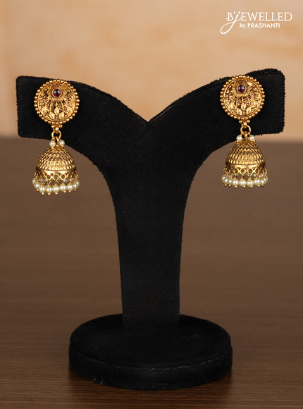 Antique ring type choker with kemp & kundan stones and pearl hangings