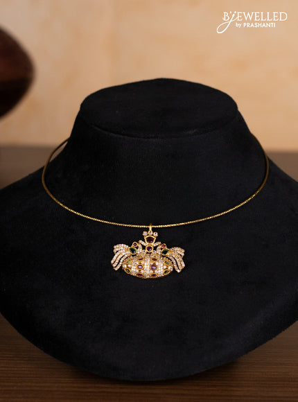 Antique ring type choker peacock design with kemp and cz stones