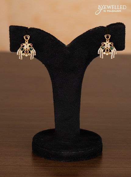Antique ring type choker peacock design with kemp and cz stones