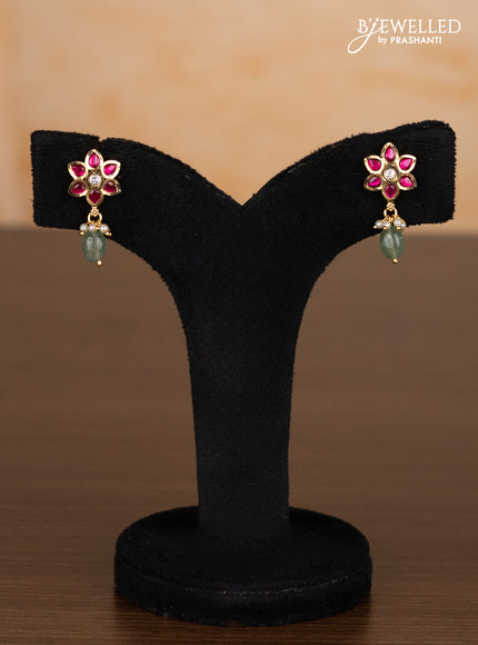 Antique ring type choker peacock design with kemp jadau kundan stones and pearl & mint green beads hangings