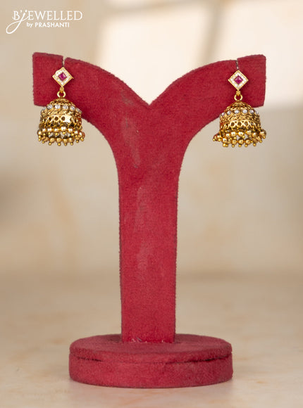 Beaded necklace with round gold balls with matching jhumka