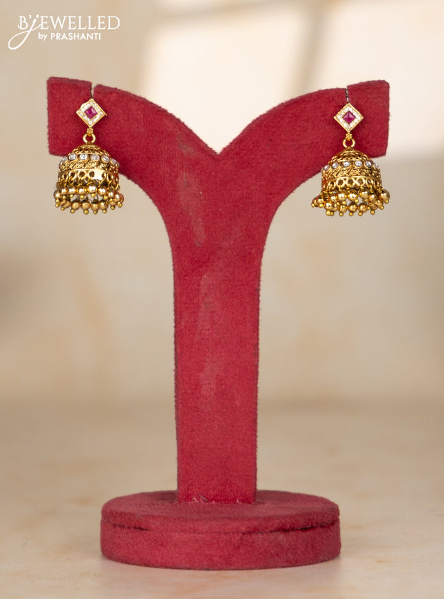 Beaded necklace with round gold balls with matching jhumka