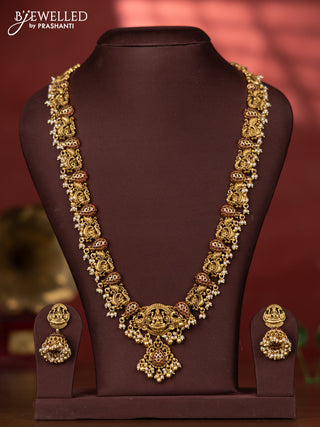 Antique haaram with  kemp stones and lakshmi pendant