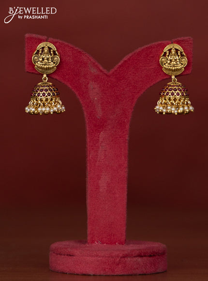 Antique haaram with  kemp stones and lakshmi pendant