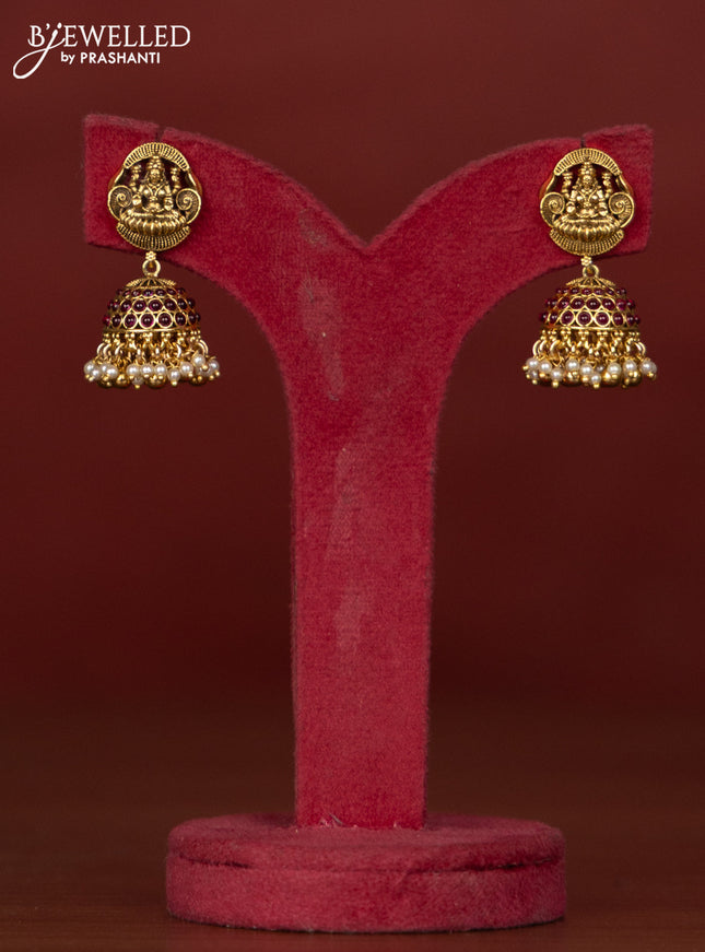 Antique haaram with  kemp stones and lakshmi pendant