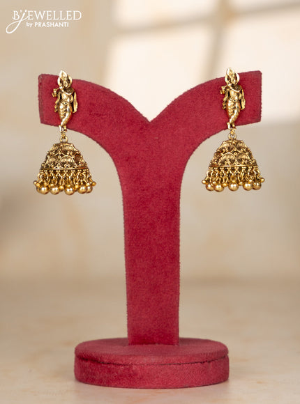 Beaded rudhraksha haaram with natraja antique pendant in green beads