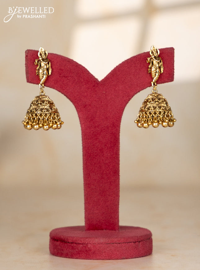 Beaded rudhraksha haaram with natraja antique pendant in green beads