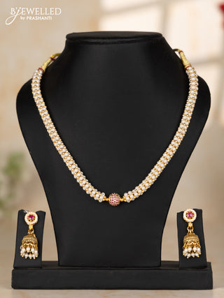 Pearl necklace with antique small round beads embedded in between the pearls