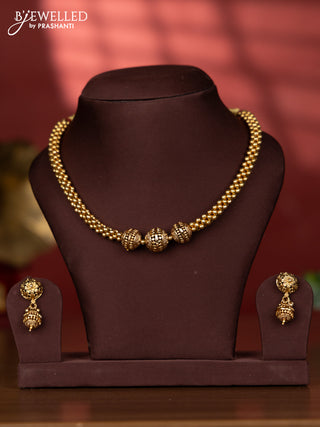 Antique necklace with round golden beads model