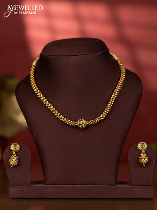 Antique necklace with small round golden beads model