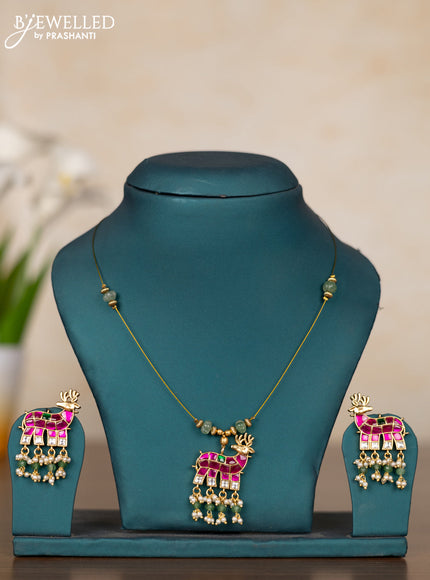 Invisible chain in deer model with jadau kundan stones