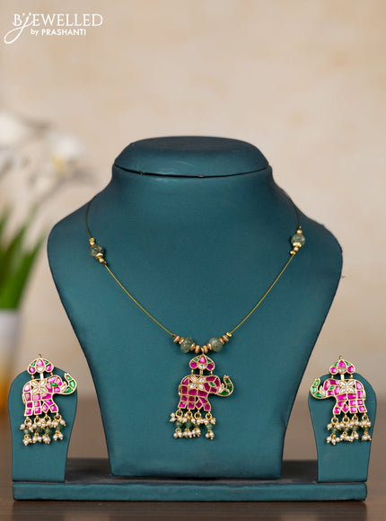Invisible chain in elephant model with jadau kundan stones