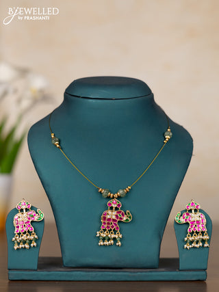 Invisible chain in elephant model with jadau kundan stones