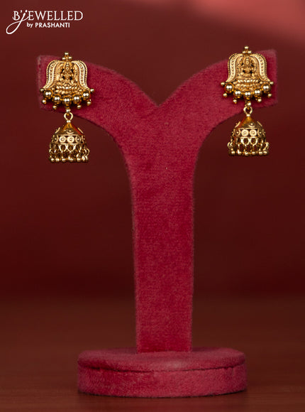 Antique golden beads type necklace with lakshmi pendant completly in gold